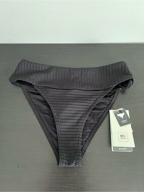 RipCurl Black Ribbed Cheeky Bikini Bottom | XS